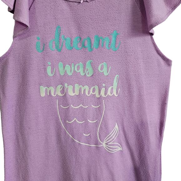 Carters Girl's 4-5 Ruffle Sleeve Mermaid Pajama Nightie Purple Nightgown - Picture 2 of 5